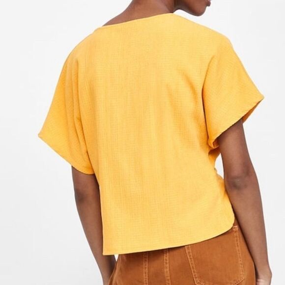 ZARA mustard knotted textured weave top Sz S - Picture 3 of 8